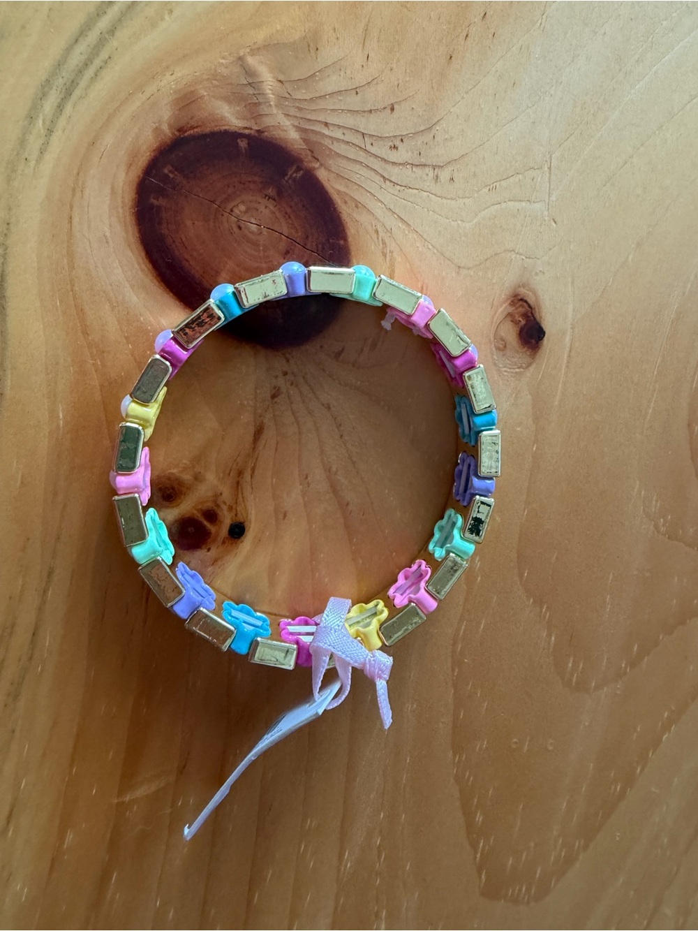 Pastel flower  Stretch Bracelet - Gold Accents